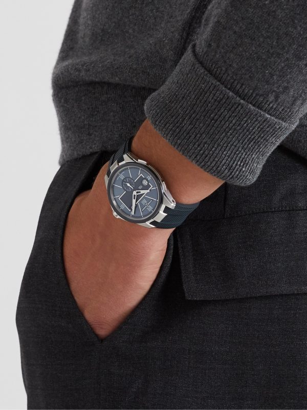 Dual Time Automatic 42mm Stainless Steel and Rubber Watch, Ref. No. 243-20-3/43 - OU Dual Time Automatic 42mm Stainless Steel and Rubber Watch, Ref. No. 243-20-3/43 - OU