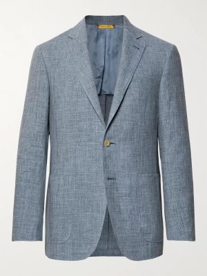 Dusty-Blue Kei Slim-Fit Mélange Linen and Silk-Blend Suit Jacket Dusty-Blue Kei Slim-Fit Mélange Linen and Silk-Blend Suit Jacket