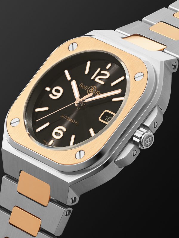 BR 05 Black Steel and Gold Automatic 40mm 18-Karat Rose Gold and Steel Watch, Ref. No. BR05A-BL-STPG/SSG - FR