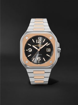 BR 05 Black Steel and Gold Automatic 40mm 18-Karat Rose Gold and Steel Watch, Ref. No. BR05A-BL-STPG/SSG