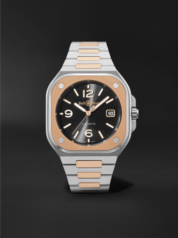 BR 05 Black Steel and Gold Automatic 40mm 18-Karat Rose Gold and Steel Watch, Ref. No. BR05A-BL-STPG/SSG