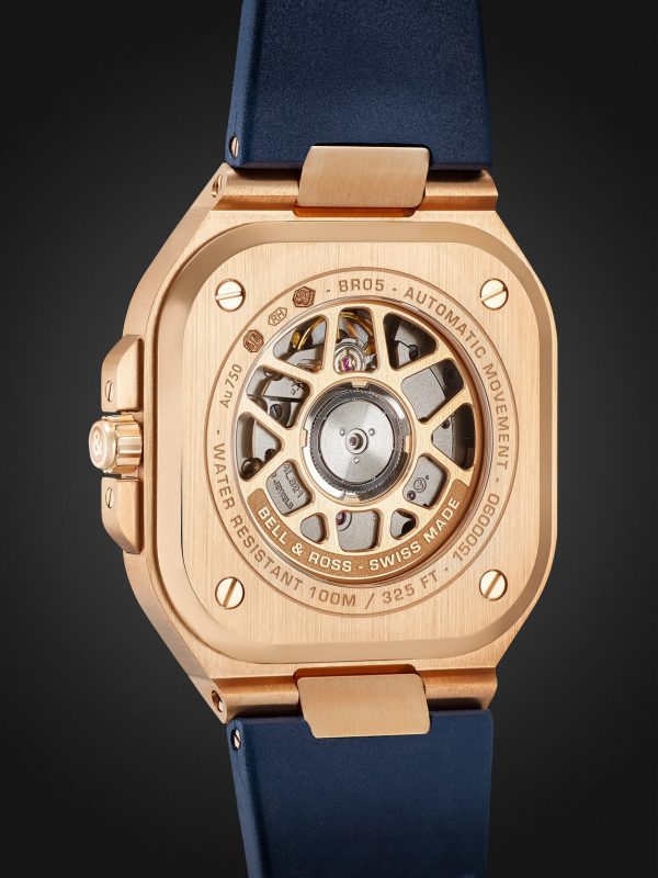 BR 05 Blue Gold Automatic 40mm 18-Karat Rose Gold and Rubber Watch, Ref. No. BR05A-BLU-PG/SRB - BK