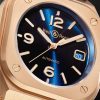 BR 05 Blue Gold Automatic 40mm 18-Karat Rose Gold and Rubber Watch, Ref. No. BR05A-BLU-PG/SRB - CU
