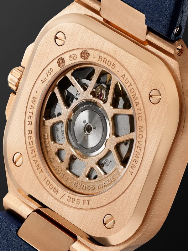 BR 05 Blue Gold Automatic 40mm 18-Karat Rose Gold and Rubber Watch, Ref. No. BR05A-BLU-PG/SRB - E1