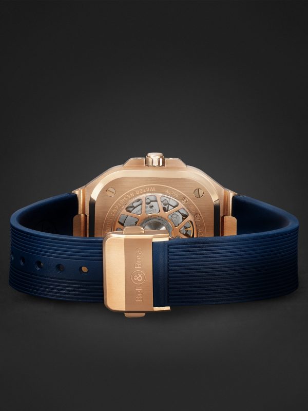 BR 05 Blue Gold Automatic 40mm 18-Karat Rose Gold and Rubber Watch, Ref. No. BR05A-BLU-PG/SRB - E2