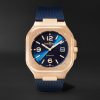 BR 05 Blue Gold Automatic 40mm 18-Karat Rose Gold and Rubber Watch, Ref. No. BR05A-BLU-PG/SRB
