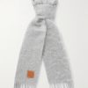 Logo-Appliquéd Fringed Mohair-Blend Scarf