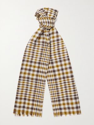Fringed Checked Cashmere Scarf Fringed Checked Cashmere Scarf