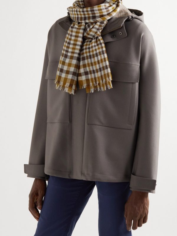 Fringed Checked Cashmere Scarf - OU