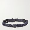 Scooby Small Woven Cord and Leather Dog Collar - BK Scooby Small Woven Cord and Leather Dog Collar - BK