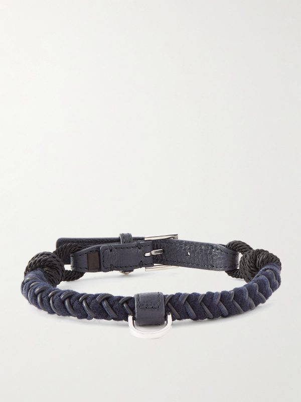 Scooby Small Woven Cord and Leather Dog Collar - BK Scooby Small Woven Cord and Leather Dog Collar - BK