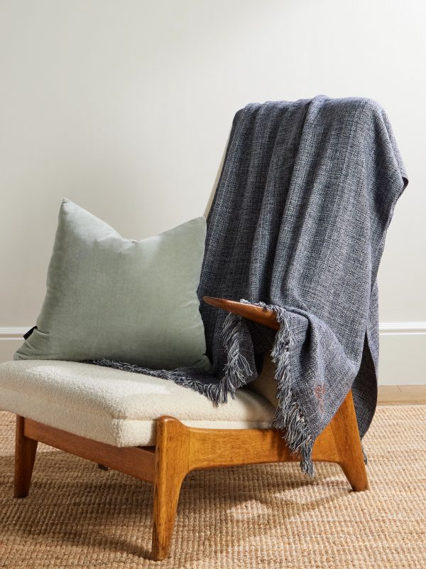 Logo-Embroidered Fringed Wool Blanket - OU Logo-Embroidered Fringed Wool Blanket - OU