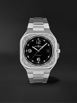 BR 05 Automatic 40mm Stainless Steel and Diamond Watch, Ref. No. BR05A-BL-STFLD/SST