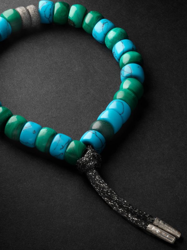 Forte Beads White and Blackened Gold, Turquoise and Malachite Bracelet - BK Forte Beads White and Blackened Gold, Turquoise and Malachite Bracelet - BK