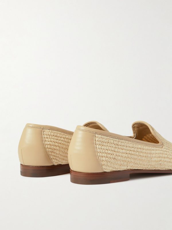 Mario Leather-Trimmed Raffia Loafers - BK Mario Leather-Trimmed Raffia Loafers - BK