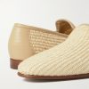Mario Leather-Trimmed Raffia Loafers - CU Mario Leather-Trimmed Raffia Loafers - CU