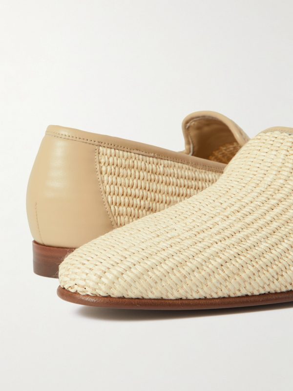 Mario Leather-Trimmed Raffia Loafers - CU Mario Leather-Trimmed Raffia Loafers - CU