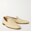 Mario Leather-Trimmed Raffia Loafers - FR Mario Leather-Trimmed Raffia Loafers - FR