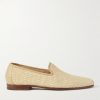 Mario Leather-Trimmed Raffia Loafers Mario Leather-Trimmed Raffia Loafers