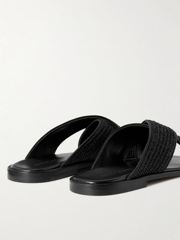 Otawi Woven Raffia and Leather Sandals - BK Otawi Woven Raffia and Leather Sandals - BK