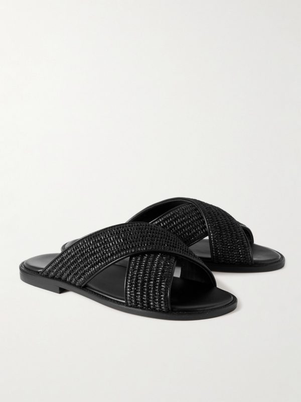 Otawi Woven Raffia and Leather Sandals - FR Otawi Woven Raffia and Leather Sandals - FR