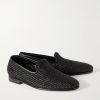 Mario Leather-Trimmed Raffia Loafers - FR Mario Leather-Trimmed Raffia Loafers - FR