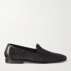Mario Leather-Trimmed Raffia Loafers Mario Leather-Trimmed Raffia Loafers