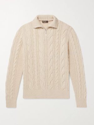 Cable-Knit Baby Cashmere Half-Zip Sweater