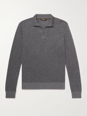 Slim-Fit Ribbed Silk, Cashmere and Linen-Blend Half-Zip Sweater Slim-Fit Ribbed Silk, Cashmere and Linen-Blend Half-Zip Sweater