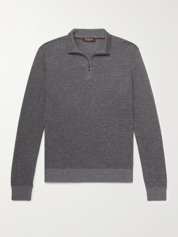 Slim-Fit Ribbed Silk, Cashmere and Linen-Blend Half-Zip Sweater Slim-Fit Ribbed Silk, Cashmere and Linen-Blend Half-Zip Sweater