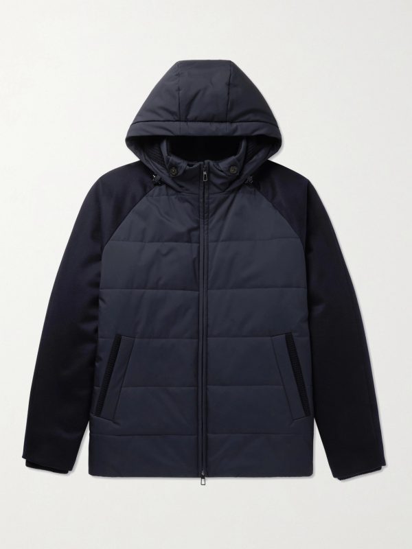 Cashmere-Trimmed Quilted Softshell Hooded Jacket Cashmere-Trimmed Quilted Softshell Hooded Jacket