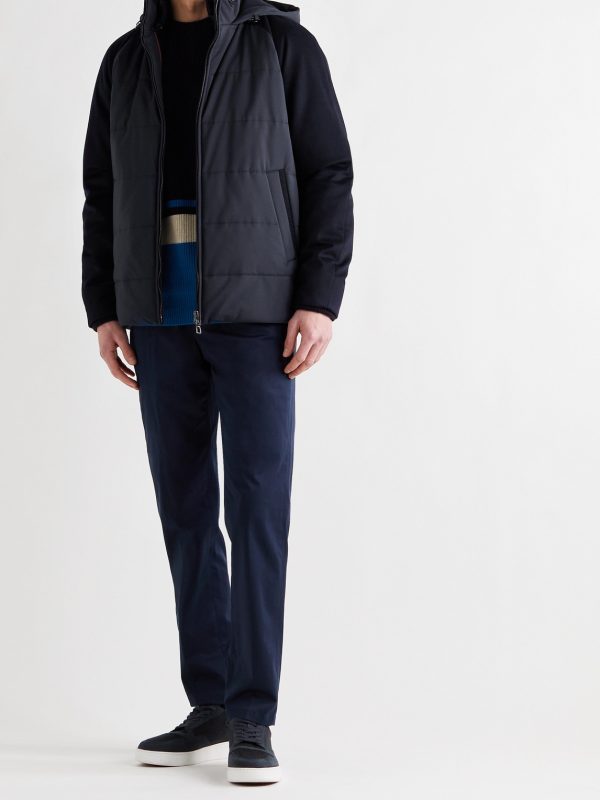 Cashmere-Trimmed Quilted Softshell Hooded Jacket - OU Cashmere-Trimmed Quilted Softshell Hooded Jacket - OU
