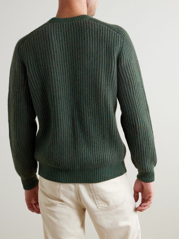 Ribbed Mélange Cashmere Sweater - BK Ribbed Mélange Cashmere Sweater - BK