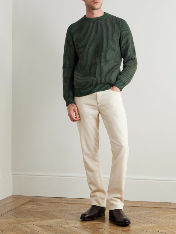 Ribbed Mélange Cashmere Sweater - OU Ribbed Mélange Cashmere Sweater - OU