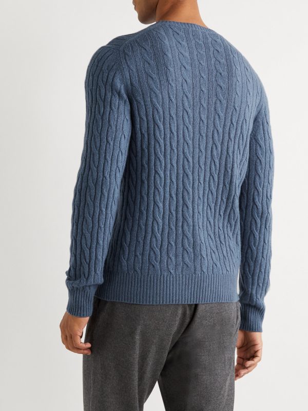 Slim-Fit Cable-Knit Baby Cashmere Sweater - BK