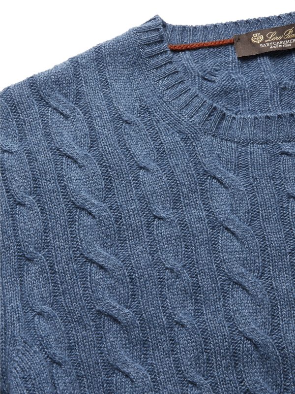 Slim-Fit Cable-Knit Baby Cashmere Sweater - CU