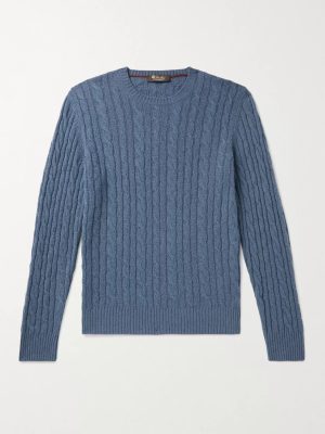 Slim-Fit Cable-Knit Baby Cashmere Sweater Slim-Fit Cable-Knit Baby Cashmere Sweater