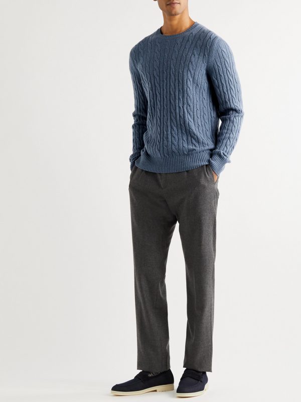 Slim-Fit Cable-Knit Baby Cashmere Sweater - OU