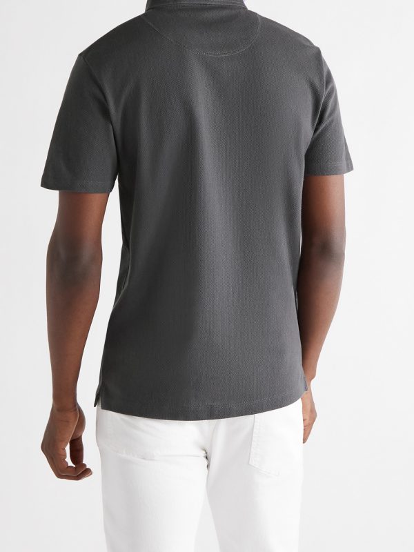 Riviera Slim-Fit Cotton-Mesh Polo Shirt - BK Riviera Slim-Fit Cotton-Mesh Polo Shirt - BK