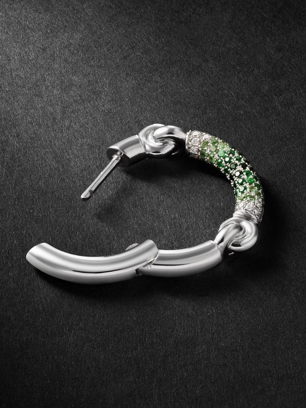 The Equinox 18-Karat White Gold, Tsavorite and Diamond Single Earring - BK