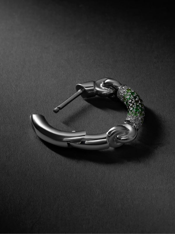 The Equinox 18-Karat Blackened White Gold, Diamond and Tsavorite Single Earring - BK