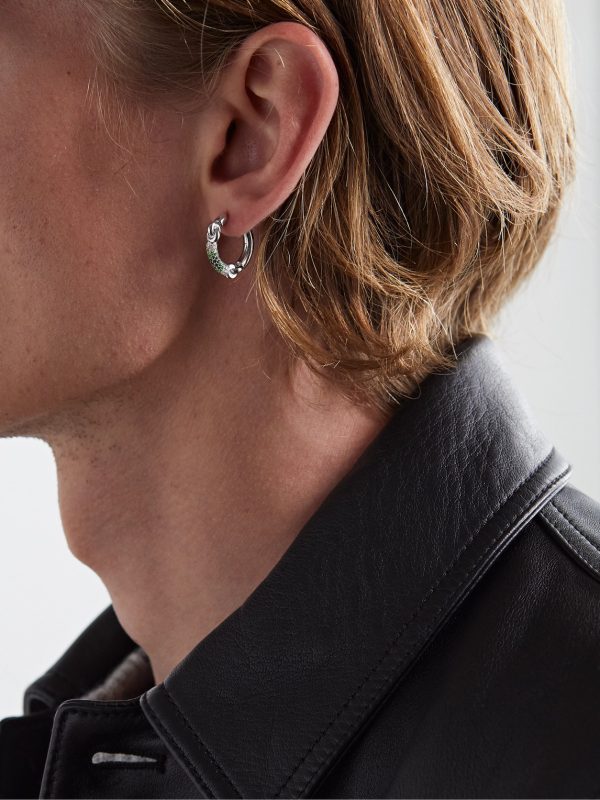 The Equinox 18-Karat Blackened White Gold, Diamond and Tsavorite Single Earring - FR