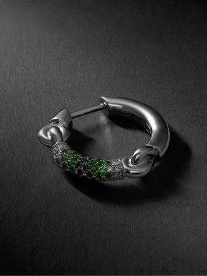 The Equinox 18-Karat Blackened White Gold, Diamond and Tsavorite Single Earring The Equinox 18-Karat Blackened White Gold, Diamond and Tsavorite Single Earring