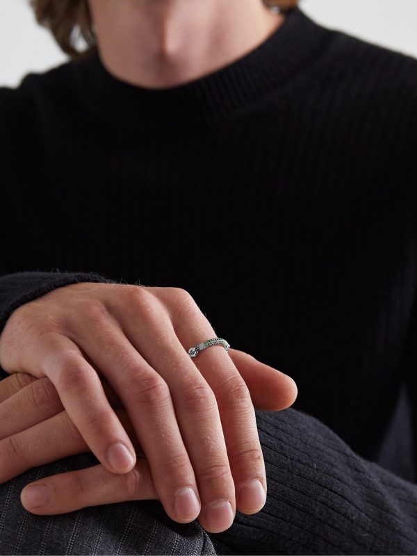The Equinox 18-Karat Blackened White Gold, Tsavorite and Diamond Ring - FR