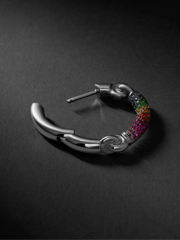 The Equinox Large 18-Karat Blackened White Gold Multi-Stone Single Earring - BK The Equinox Large 18-Karat Blackened White Gold Multi-Stone Single Earring - BK