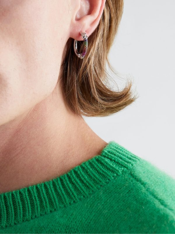 The Equinox Large 18-Karat Blackened White Gold Multi-Stone Single Earring - FR The Equinox Large 18-Karat Blackened White Gold Multi-Stone Single Earring - FR