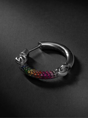 The Equinox Large 18-Karat Blackened White Gold Multi-Stone Single Earring The Equinox Large 18-Karat Blackened White Gold Multi-Stone Single Earring