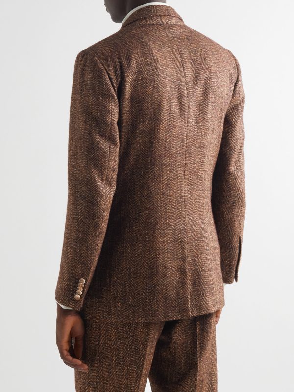 Layered Herringbone Tweed Suit Jacket - BK Layered Herringbone Tweed Suit Jacket - BK