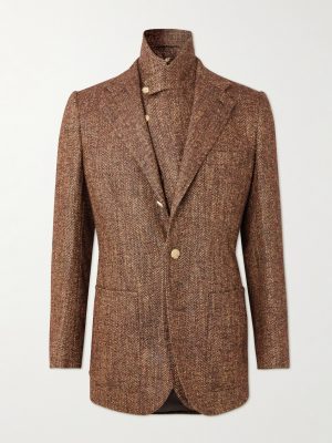 Layered Herringbone Tweed Suit Jacket Layered Herringbone Tweed Suit Jacket