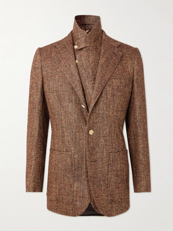 Layered Herringbone Tweed Suit Jacket Layered Herringbone Tweed Suit Jacket